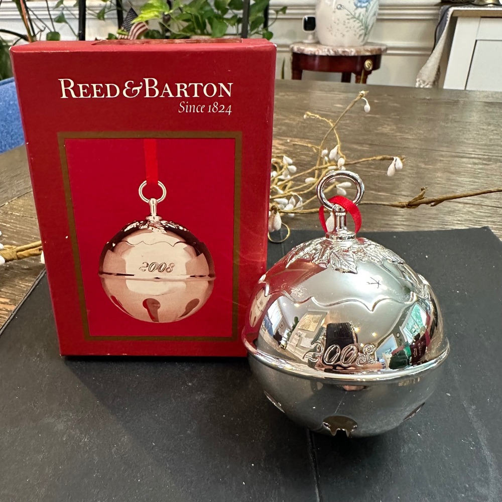 Reed & Barton 2008 Holly Bell Christmas Ornament Silver Plated